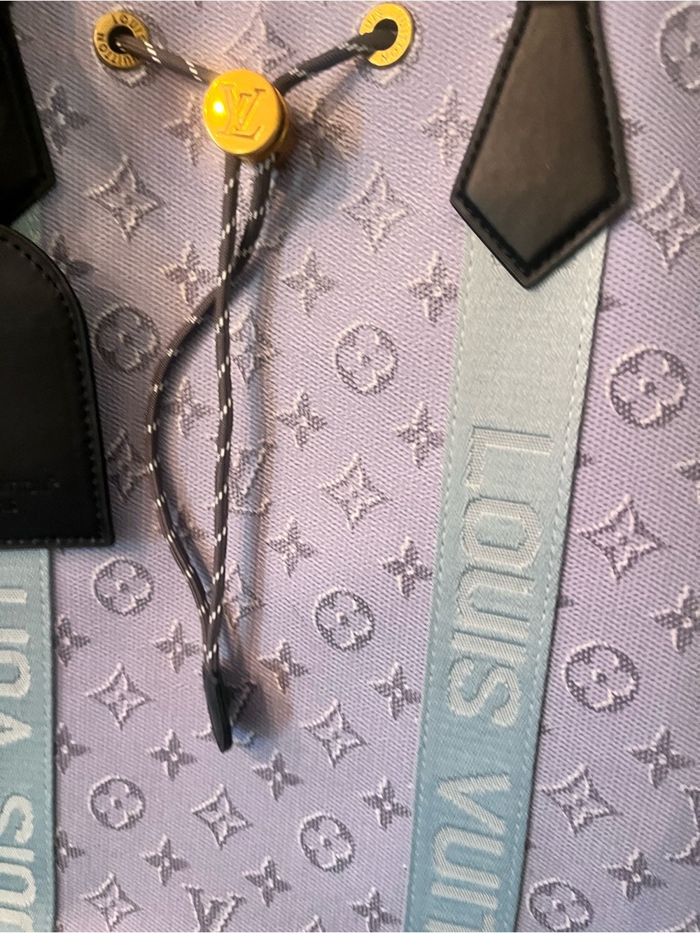 Louis Vuitton look a like Lavender Monogram Tote with Light Blue Straps - Picture 2 of 12